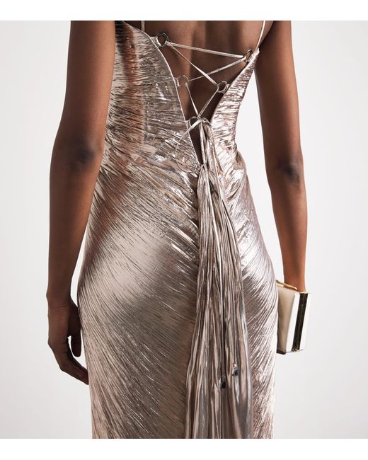 Maria Lucia Hohan Natural Metallic Silk Mirren Maxi Dress