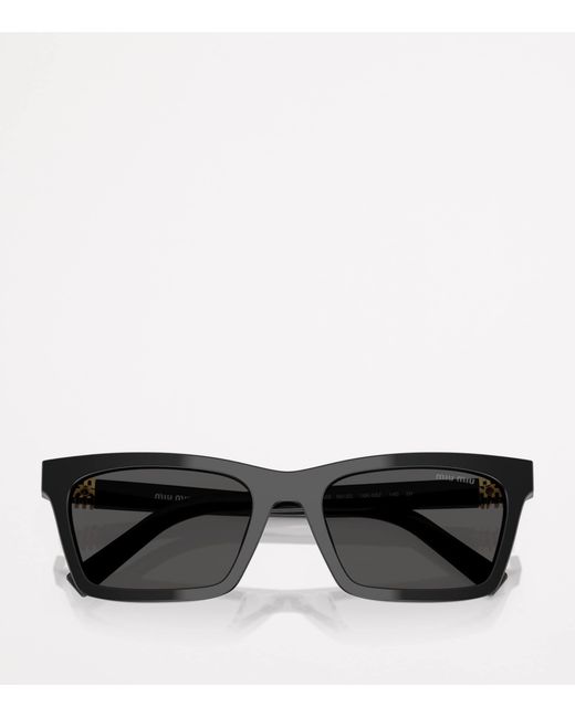 Miu Miu Black Acetate Rectangular Sunglasses