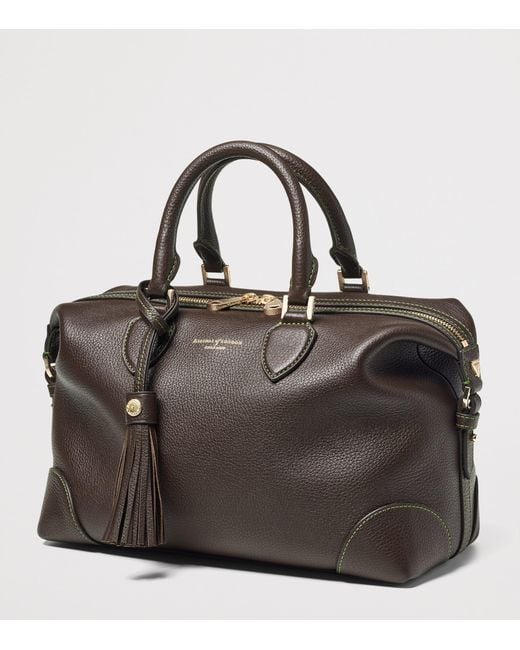 Aspinal Black Leather Midi The Hudson Bowling Bag