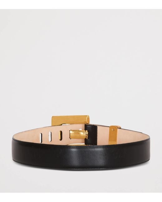 Balmain Black Leather Anthem Belt