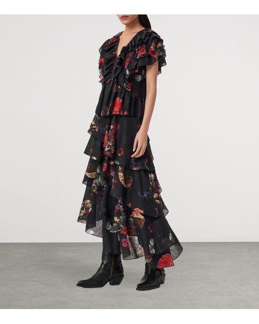 AllSaints Black Floral Alma Top