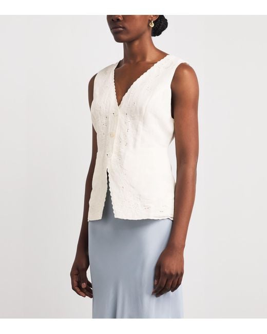 Rixo White Cutwork Embroidery Jesse Waistcoat