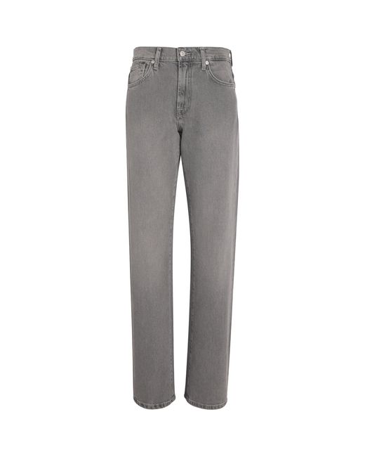 7 For All Mankind Gray Tess High-Rise Straight Jeans