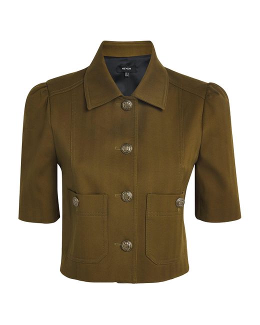ME+EM Green Stretch-Organic Cotton Herringbone Jacket
