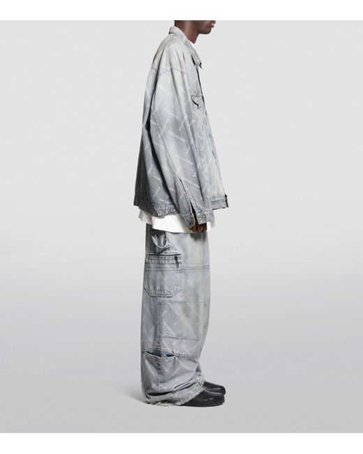 Balenciaga Gray Logo Print Oversized Jeans