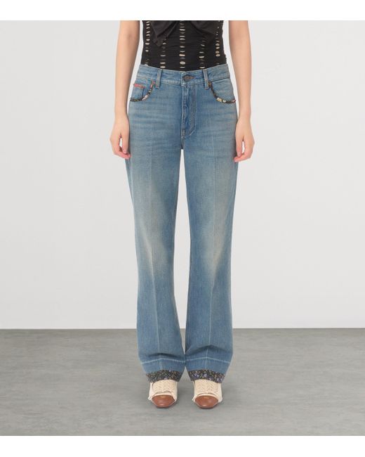 Valentino Blue Denim Printed Jeans