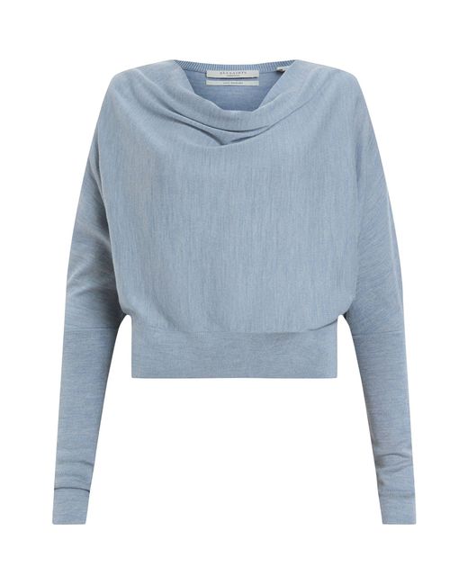 AllSaints Blue Merino Ridley Cropped Sweater