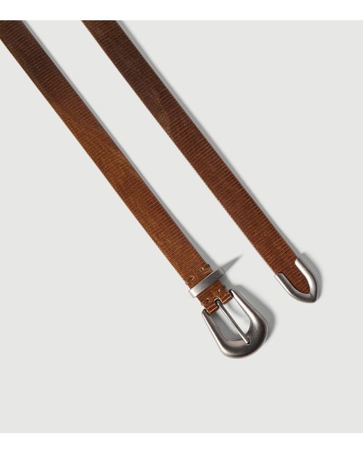 Brunello Cucinelli Brown Textured Leather Belt for men
