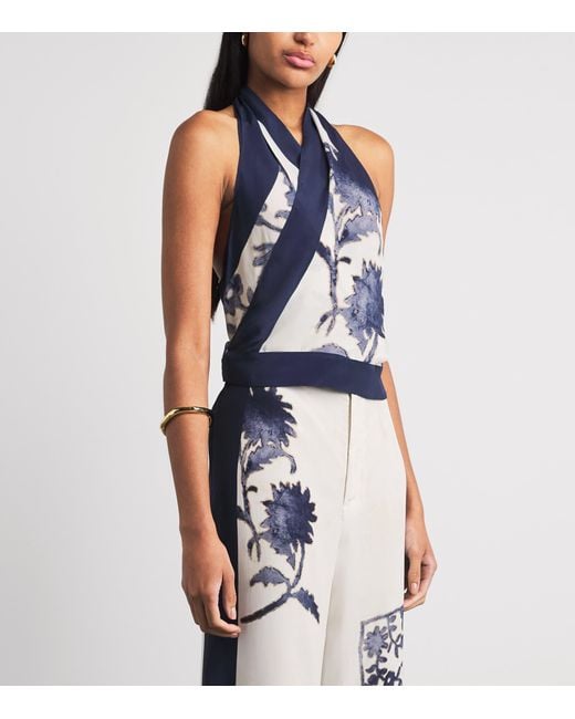 Sir Blue Printed Philippa Scarf Crop Top