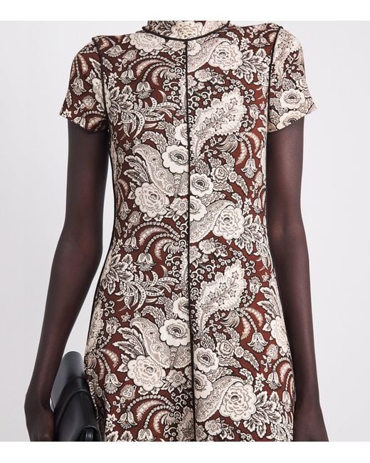 ME+EM Natural Jersey Botanical Print Midi Dress