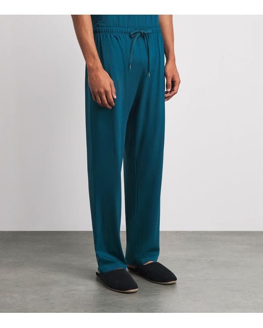 Derek Rose Blue Basel Lounge Trousers for men