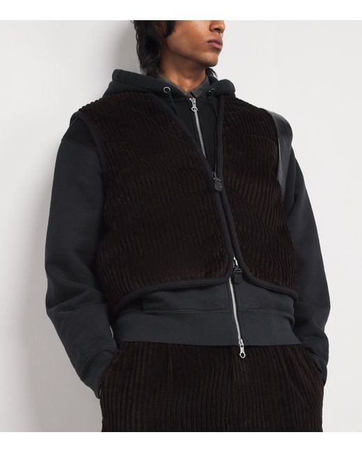 Our Legacy Black Corduroy Top Vest Zip-Up Gilet for men