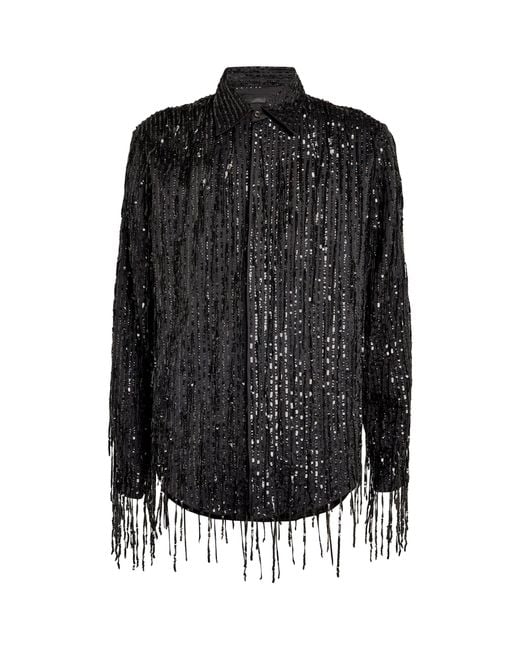 AMIRI long-sleeve fringed shirt - Black