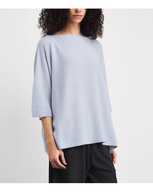 Eskandar Blue Cashmere Square-Neck Sweater