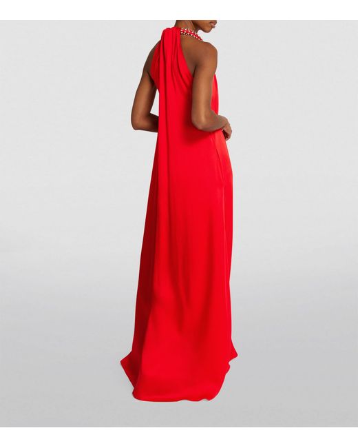 Stella McCartney Red Embellished Halterneck Gown