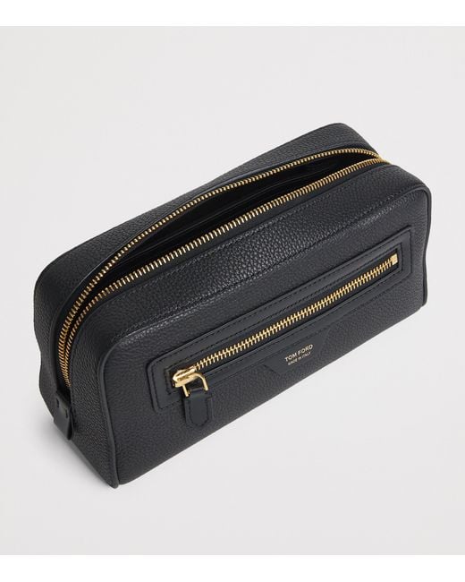 Tom Ford Black Leather Wash Bag for men