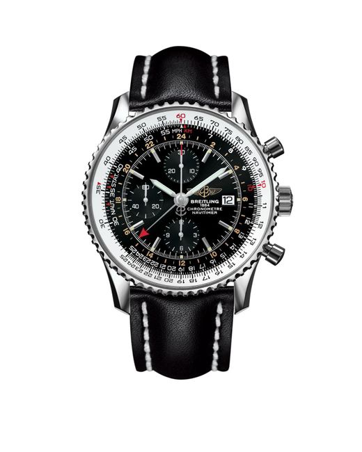 Breitling Black Navitimer World Automatic Travel Watch 46mm for men