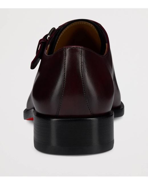 Christian Louboutin Brown Chambelimonk Leather Monk Shoes for men
