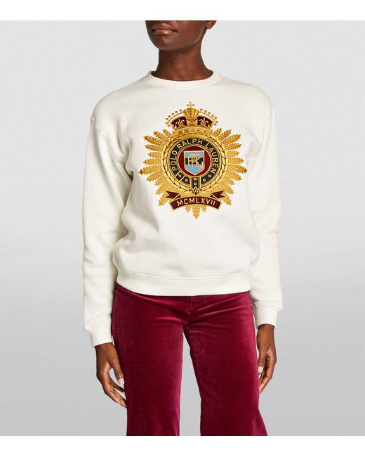 Polo Ralph Lauren White Embroidered Crest Sweatshirt