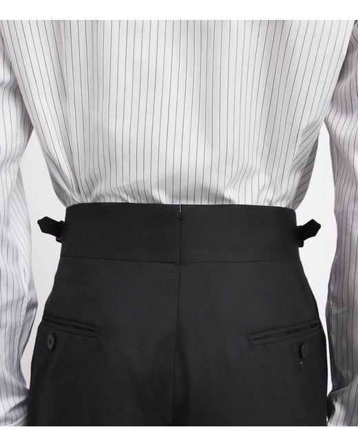 Isaia Black Wool Casalnuovo Slim Trousers for men