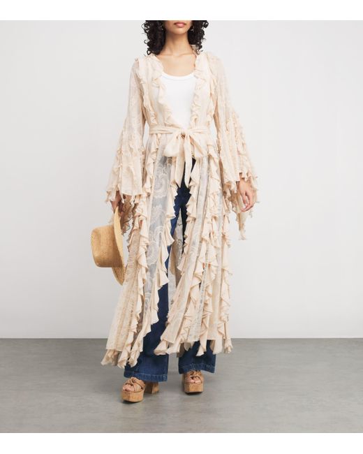 Alice + Olivia Natural Ruffle Cher Maxi Robe