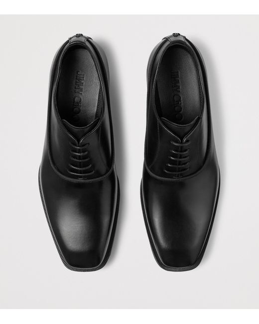Jimmy Choo Black Foxley Leather Oxford Shoes for men
