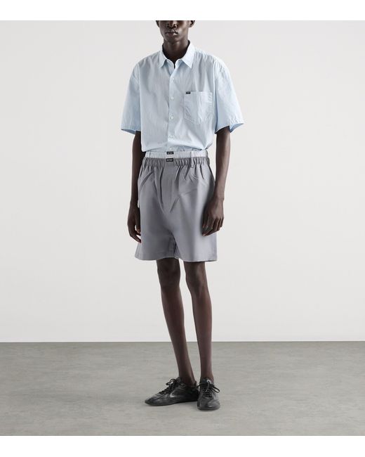 Prada Blue Cotton Relaxed Short-Sleeve Shirt for men