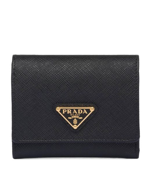 Prada Black Small Saffiano Leather Bifold Wallet