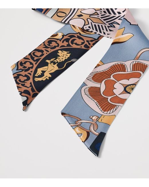 Aspinal White Silk Shield Skinny Scarf