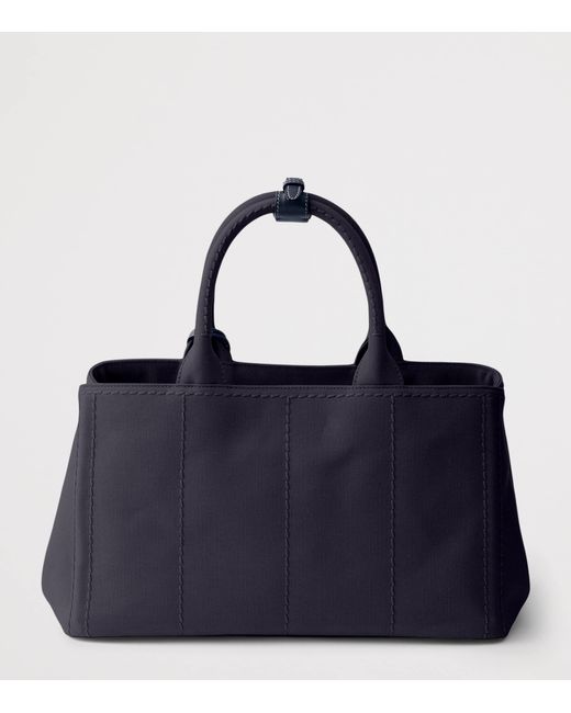 Prada Blue Large Canvas Jardinière Tote Bag