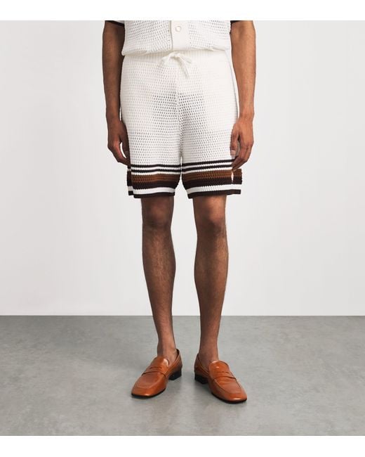Casablanca White Crochet Stripe Shorts for men