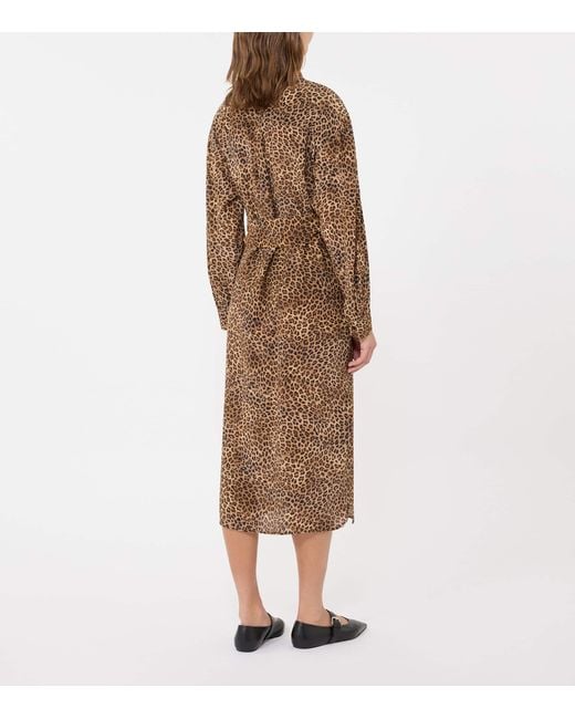 Weekend by Maxmara Brown Silk Leopard Print Midi Shirt Dress