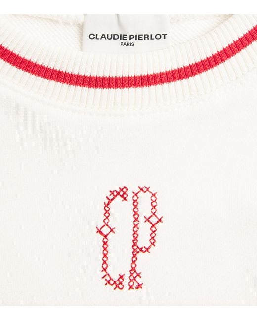 Claudie Pierlot White Cotton Cp Embroidered Sweatshirt