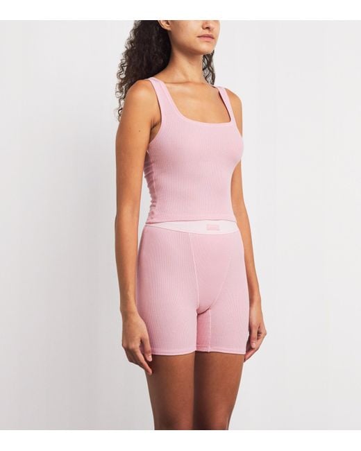 Skims Multicolor Stretch-Cotton Ribbed Tank Tops