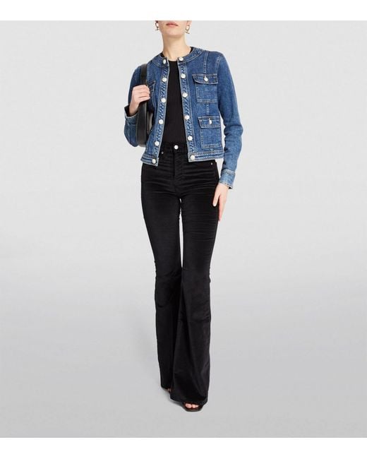 L'Agence Blue Collarless Denim Jacket