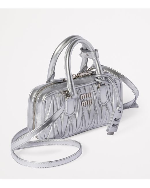 Miu Miu Metallic Mini Matelassé Leather Arcadie Top-Handle Bag