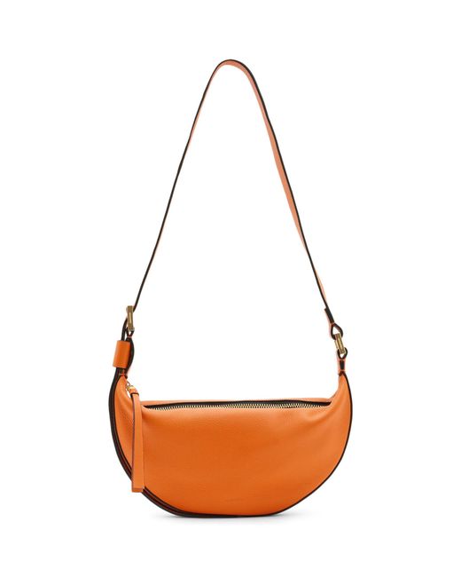AllSaints Orange Leather Half Moon Cross-body Bag