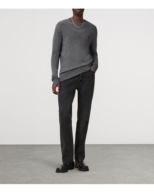 AllSaints Gray Merino Wool Mode Sweater for men