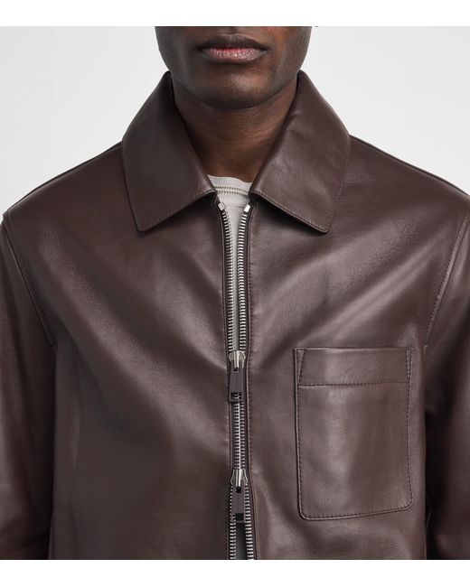Yves Salomon Brown Lambskin Zip-Up Jacket for men