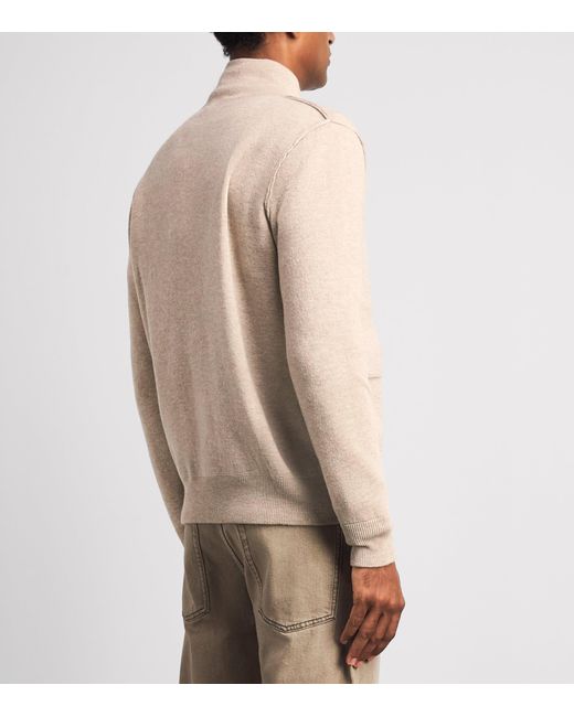 Allude Natural Wool-Cashmere High-Neck Cardigan for men