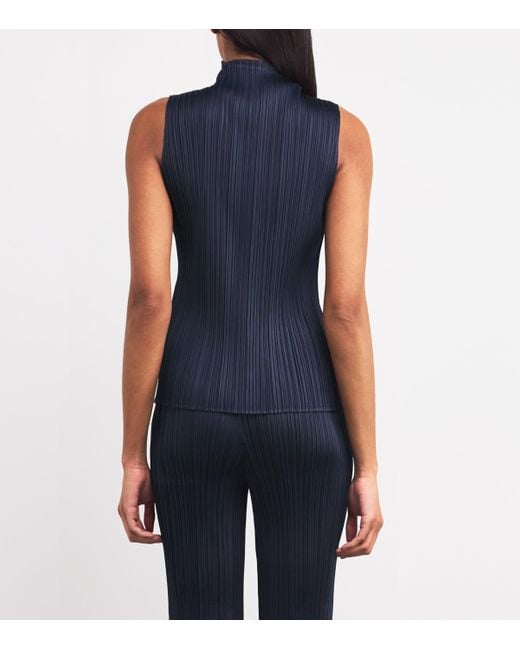 Pleats Please Issey Miyake Blue New Colorful Basics 4 Sleeveless Top