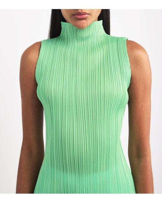 Pleats Please Issey Miyake Green New Colorful Basics 4 Sleeveless Top