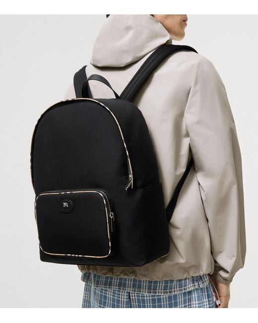 Burberry Black Check-Trim Backpack for men