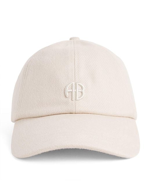 Anine Bing Natural Embroidered Jeremy Baseball Cap