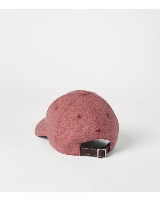 Brunello Cucinelli Red Wool-Blend Logo Baseball Cap for men