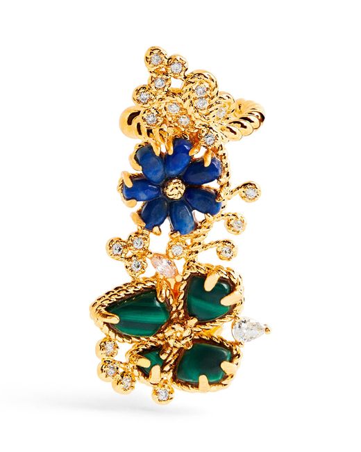 Zimmermann Blue Gold-plated Brass And Mixed Stone Bloom Single Earring