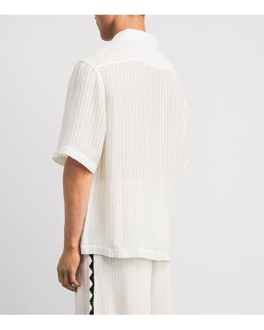 Commas White Sheer Short-Sleeve Shirt for men