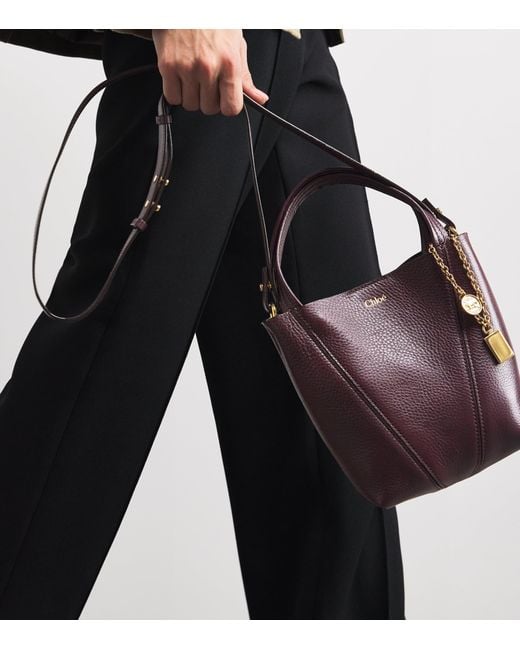 Chloé Purple Small Leather Spin Tote Bag