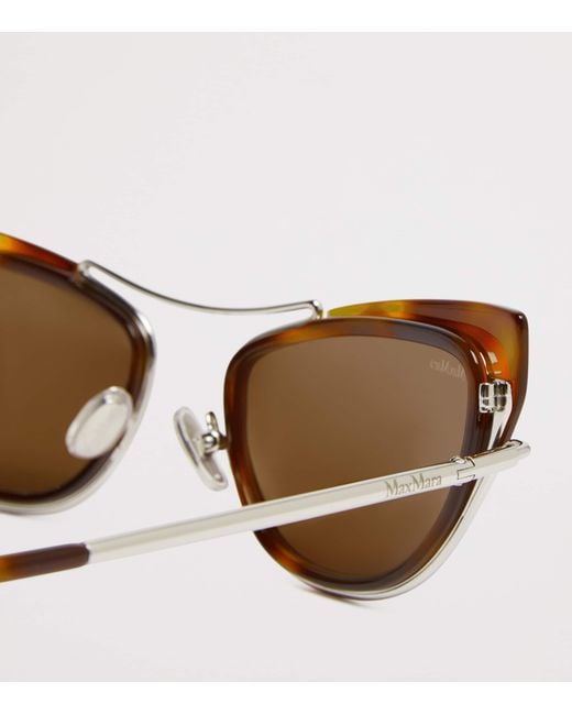 Max Mara Brown Metal Cat-Eye Sunglasses