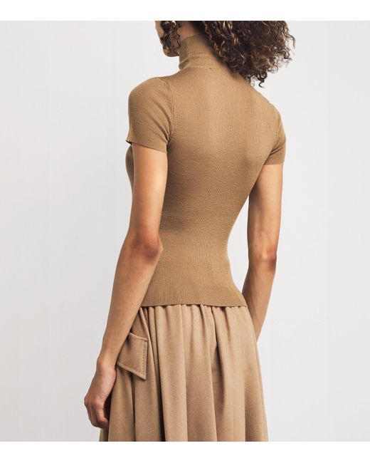 Max Mara Brown Wool Short-Sleeve Sweater